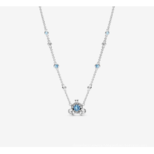 S925 sterling silver new Disney style pumpkin car necklace new blue moon heart-shaped necklace for girlfriend